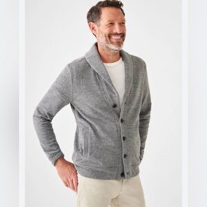 Faherty Inlet Cardigan Hoodie In Medium Grey Melange